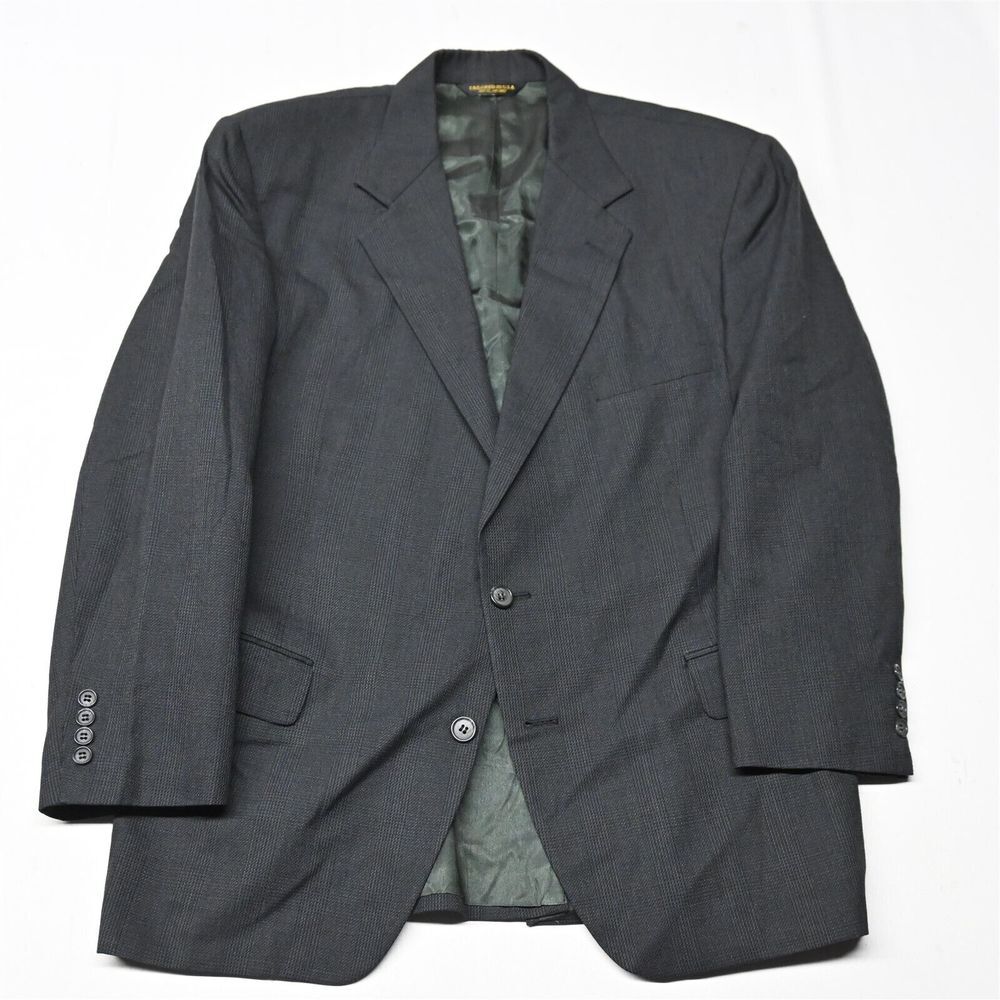 Vtg USA Made 44S Gray‎ Glenn Check USA Made Wool Blazer Jacket Sport Coat